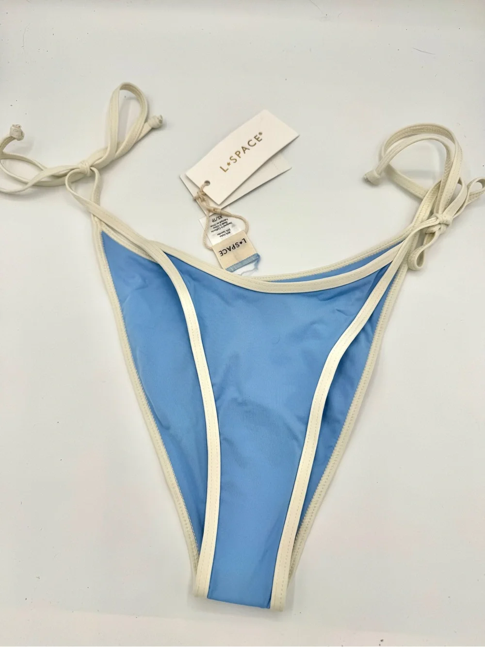 NWT L Space Levy Classic Swim Bottom in Aura Blue / Cream Bikini